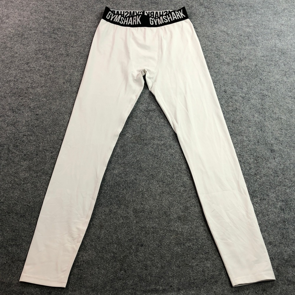 Gymshark Mens Leggings Small White Compression Base Layer Stretch Waist A1A3K
